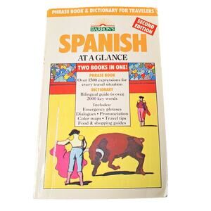 Vtg Barron's Spanish At a Glance BY HEYWOOD WALD C.1992 PB Book Self Learn DIY